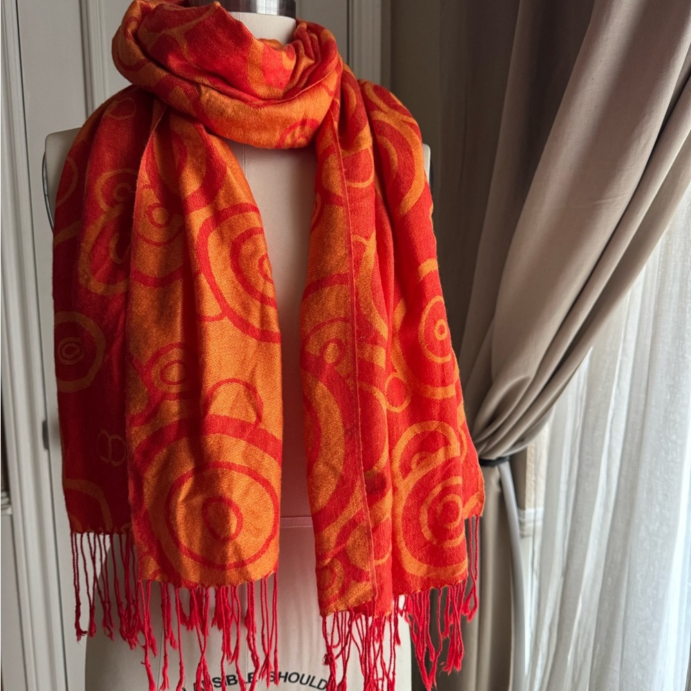 Red and orange pashmina shawl